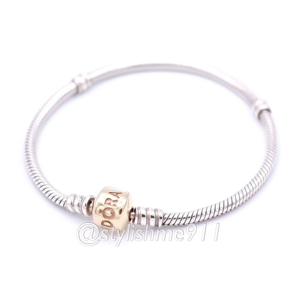 Authentic PANDORA Sterling Bracelet with 14K Gold Clasp - 590702-HG-B